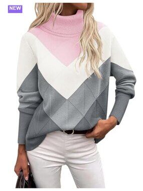 Turtleneck Sweater Long Sleeve Chunky Knitted Pullover Top